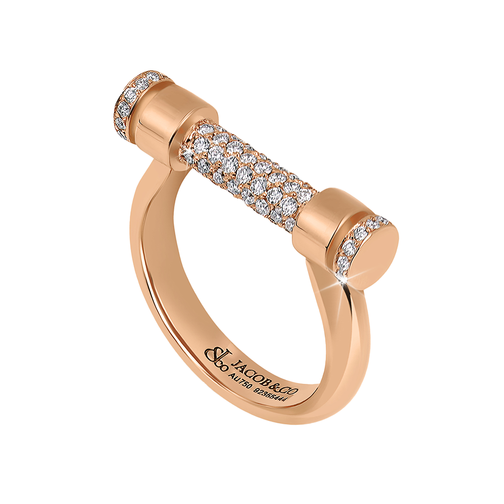 Jacob & Co. Estribo Ring Half Pavé Oro Rosa engastado con Diamantes Ref. 92354441