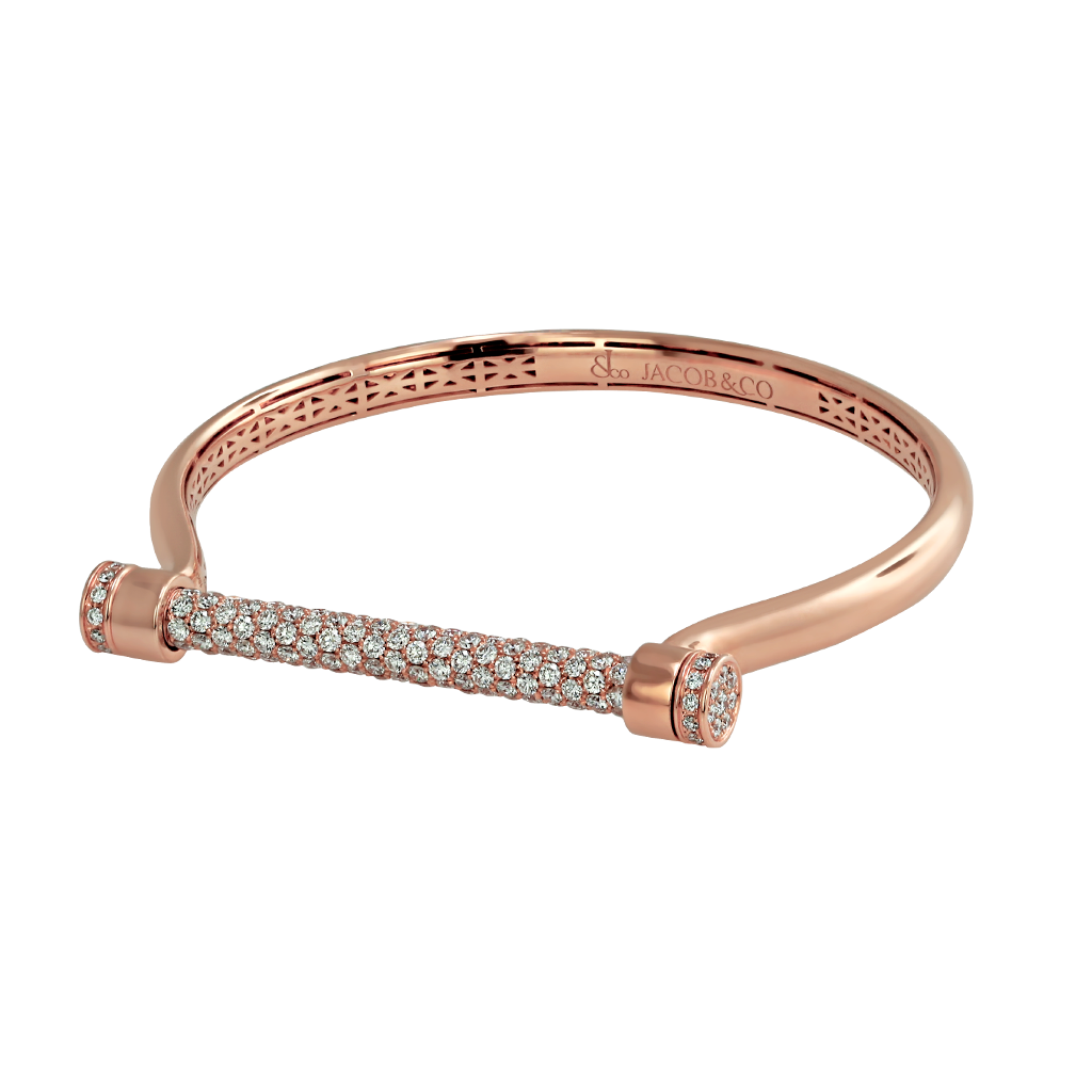 Jacob & Co. Estribo Bangle Half Pavé Oro Rosa engastado con Diamantes Ref. 92251925