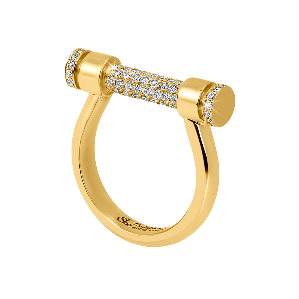 Jacob & Co. Estribo Ring Half Pavé Oro Amarillo engastado con Diamantes Ref. 92354443