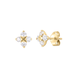 Pendientes Love In Verona de Oro Amarillo de 18k con flor de diamantes. Ref. 111473AYERX0