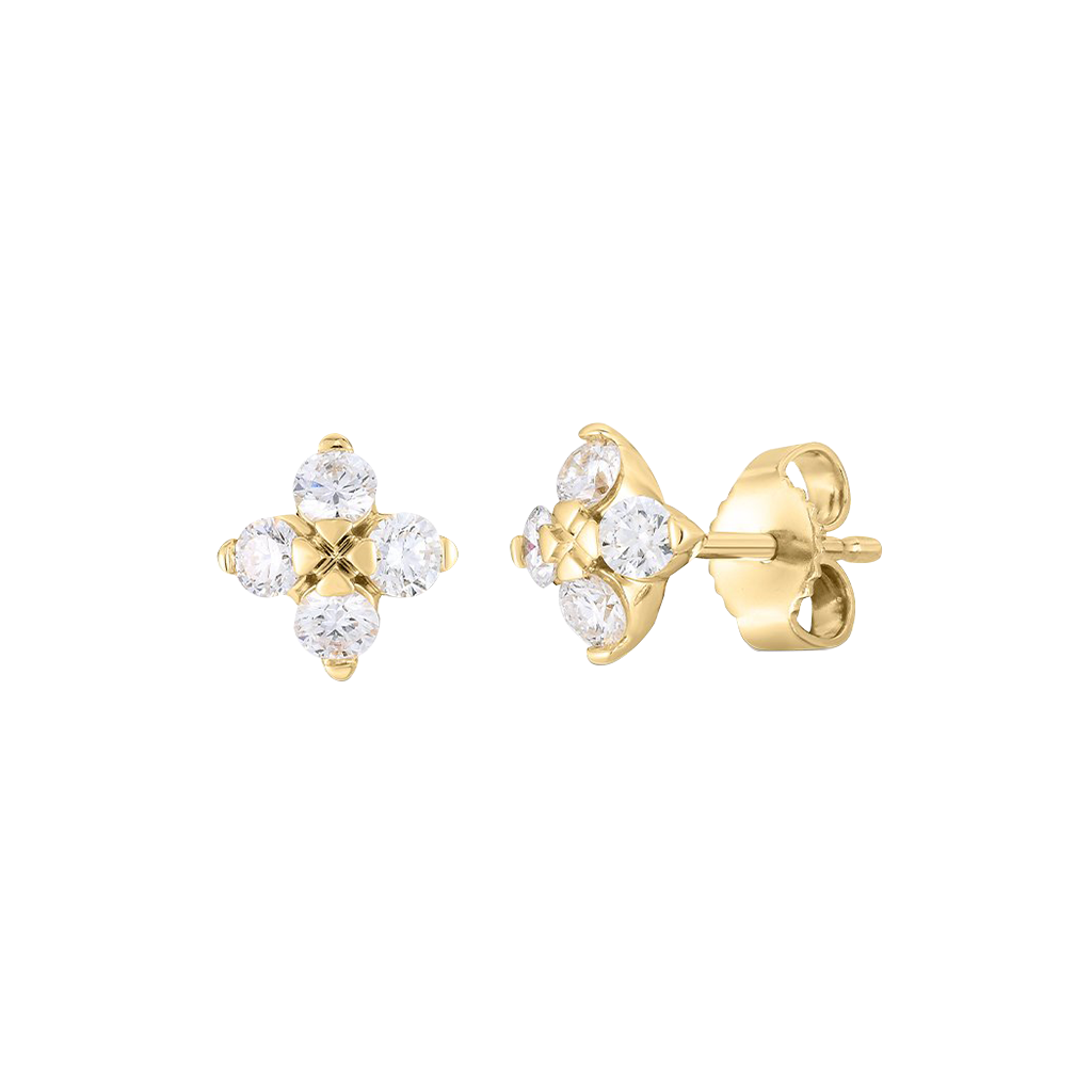 Pendientes Love In Verona de Oro Amarillo de 18k con flor de diamantes. Ref. 111473AYERX0