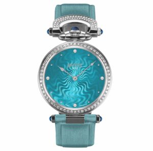 Reloj Miss Audrey Turquoise Steel de Bovet en EMWA. Caja de acero inoxidable engastado con diamantes. Ref: AS36061-SD12