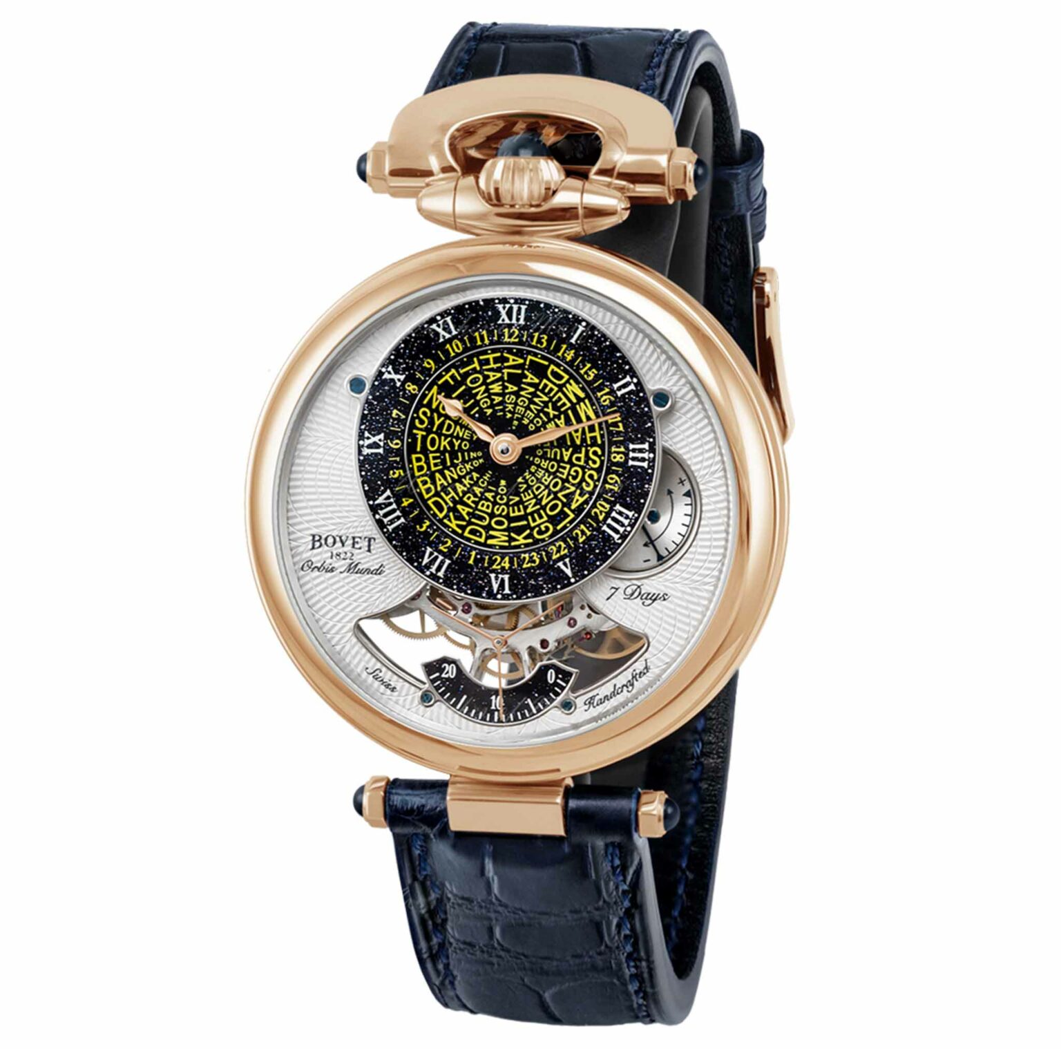 Descubra el reloj Orbis Mundi Blue Red Gold de Bovet en EMWA. Oro rojo, Movimiento manual, 42 MM. Ref: NTHU011