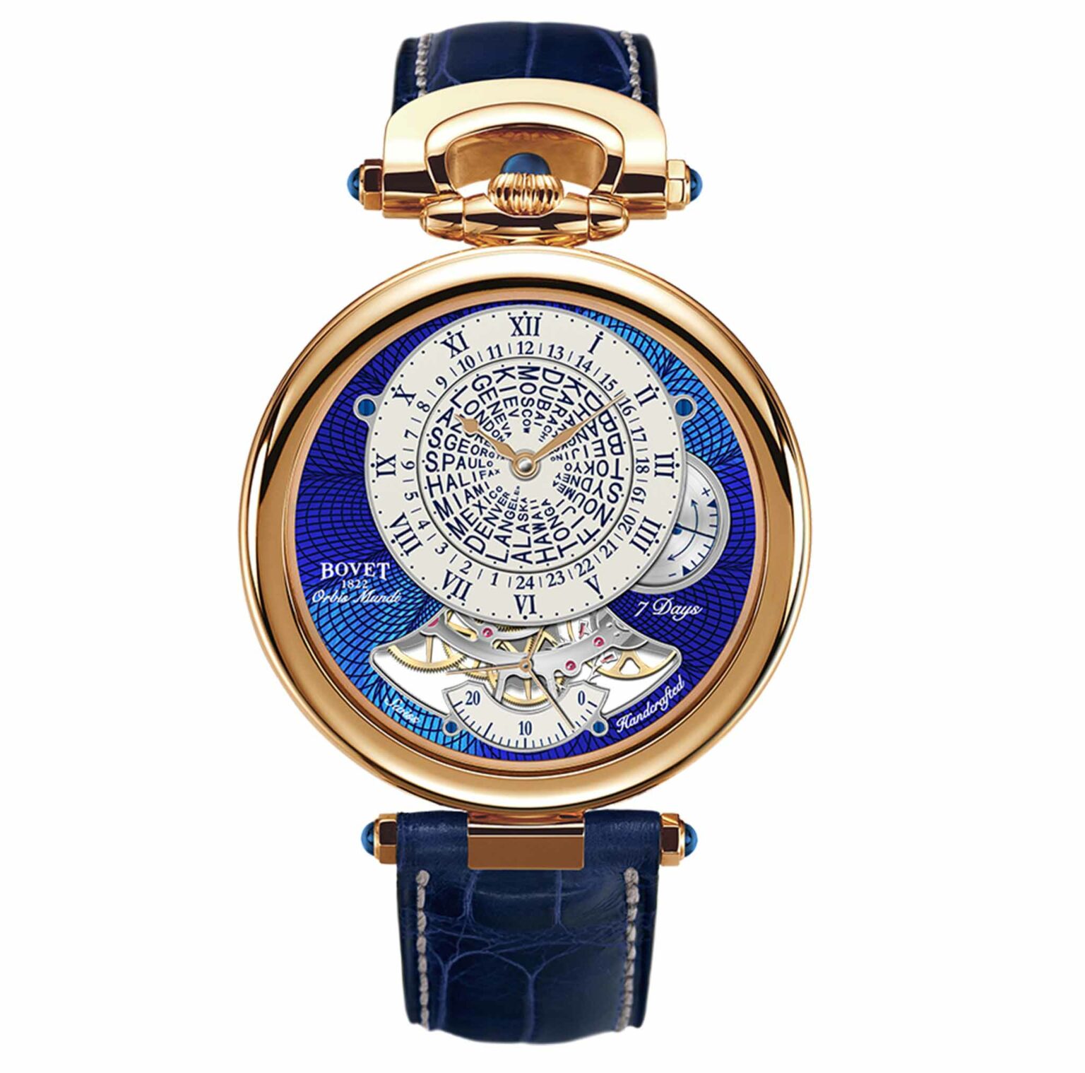 Descubra el reloj Orbis Mundi Blue Red Gold de Bovet en EMWA. Caja en Oro rojo, Manual, 42 MM. Ref: NTHU022