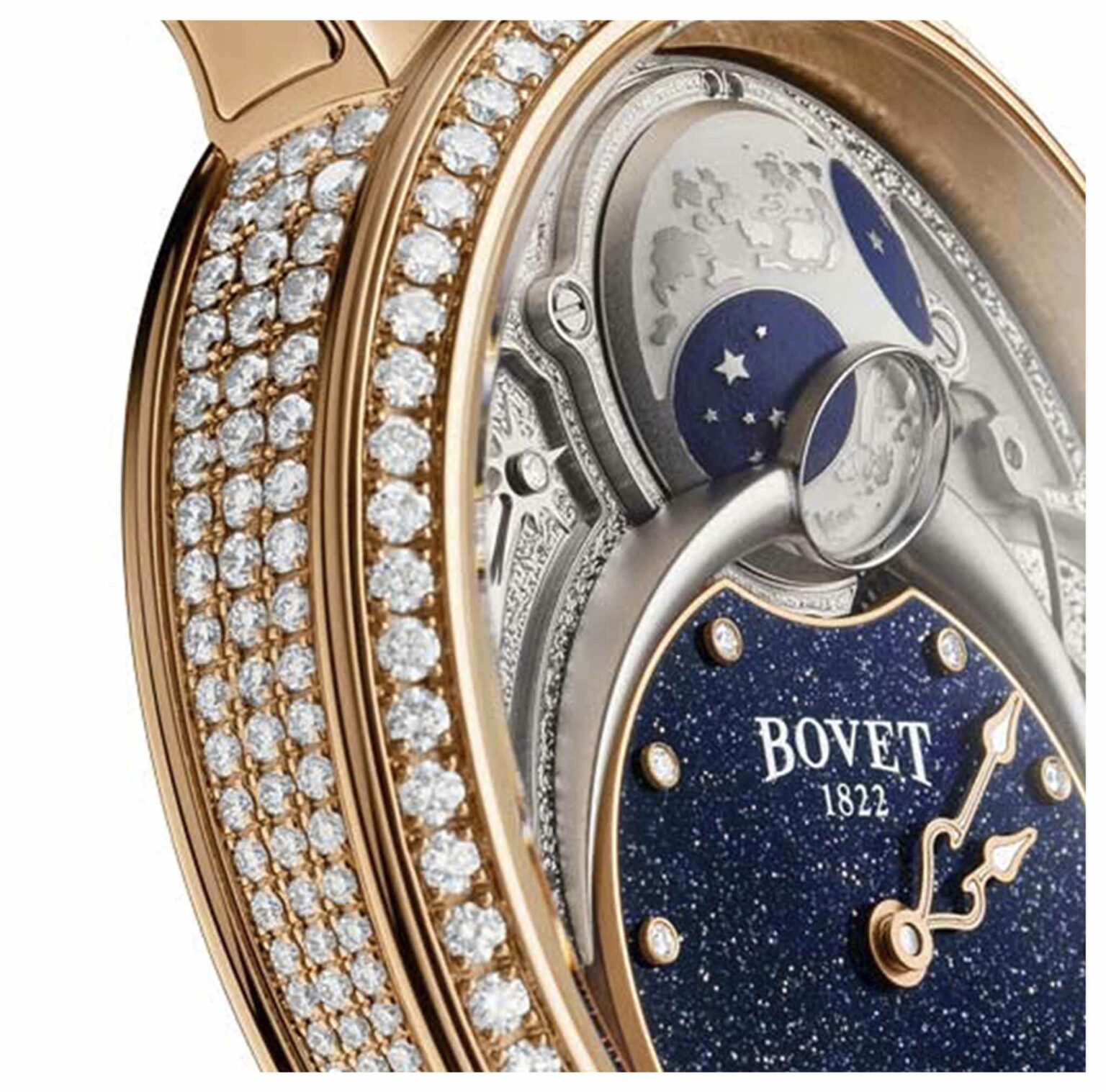 Descubra el reloj Dimier Récital 23 Blue Red Gold de Bovet en EMWA. Caja de oro rojo, Engastado con 72 diamantes redondos, Movimiento Automático, 43 MM. Ref: R230021-SD1