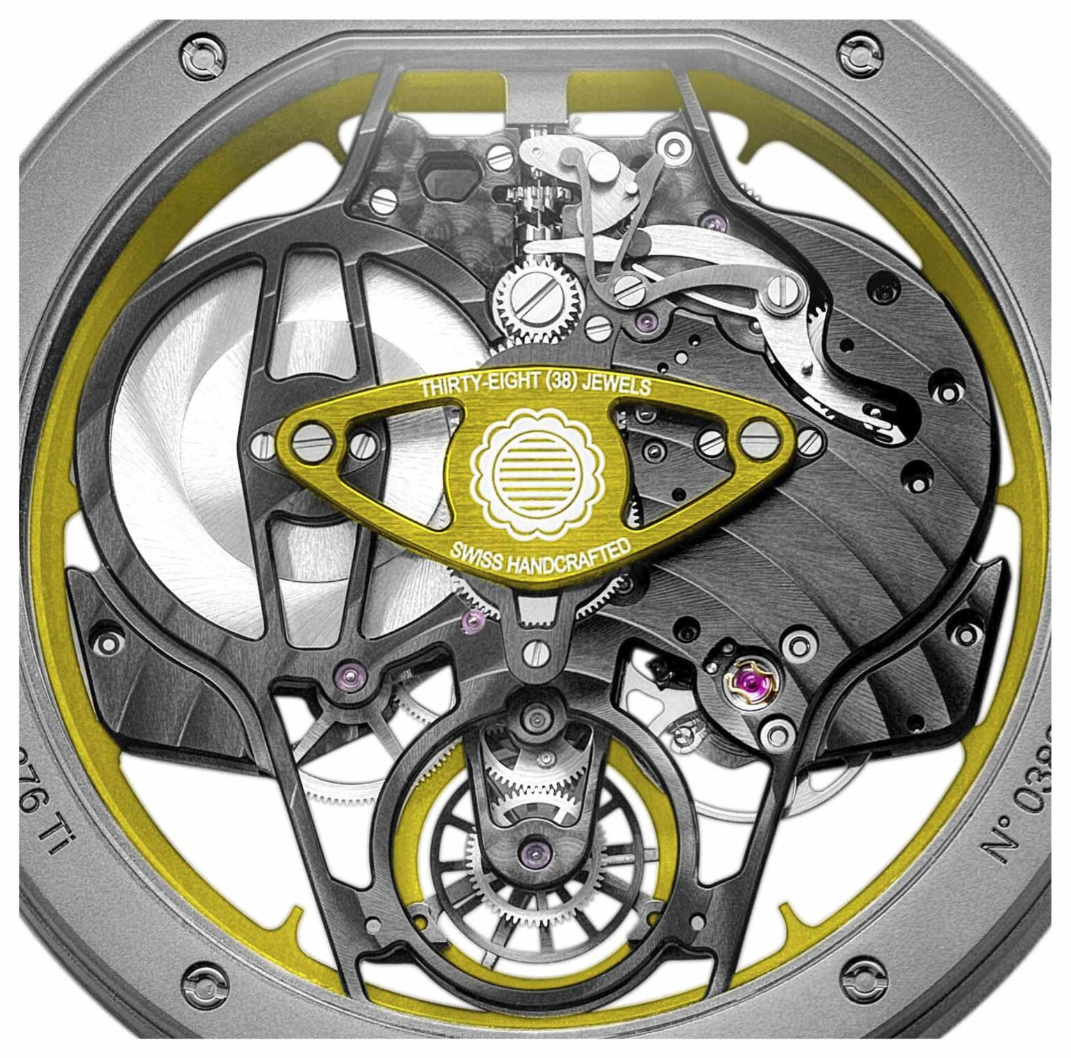 Descubra el reloj Pininfarina Titanium Yellow Aperto de Bovet en EMWA. Caja de Titanio, Movimiento Manual, 42 MM. Ref: TPIN9.002