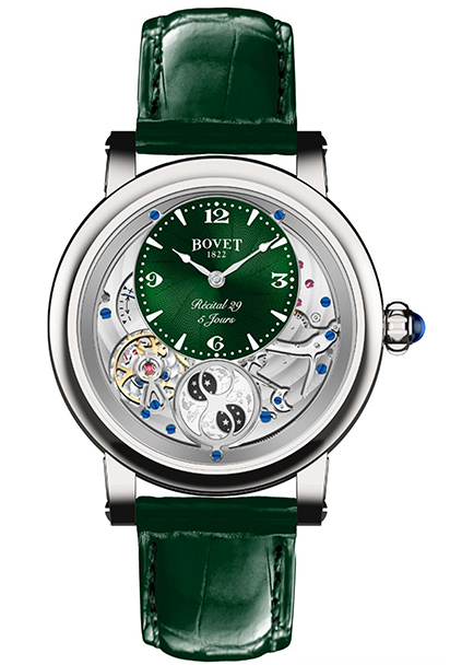 Descubra el reloj RÉCITAL 29 GREEN STEELde Bovet en EMWA. ACERO INOXIDABLE, MANUAL, 42 MM. Ref: R290001