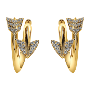 Aretes Super Arrow de Diamante de Jacob & Co. Hechos a mano en oro amarillo de 18 quilates y engastados con 56 diamantes redondos de corte brillante de alta calidad. Ref: 92458307