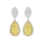 Set Aretes y Anillo con diamantes EMWA Joyas. Diamantes fancy yellow corte pera y brillante y diamantes blancos corte oval y brillante Ref: 177775/204095