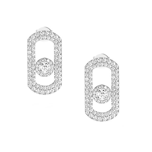 Aretes So Move con Pavé de Messika en EMWA. Oro Blanco con 1,30 qt de diamantes. Ref: 12931-WG