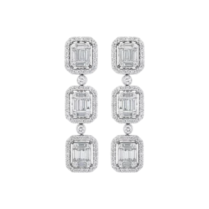 Aretes con diamantes EMWA Joyas. Diamantes corte brillante y baguette Ref: EN2881WW1