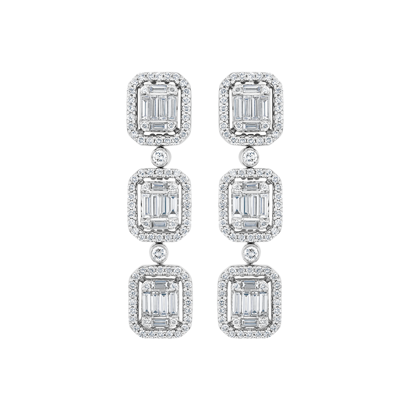 Aretes con diamantes EMWA Joyas. Diamantes corte brillante y baguette Ref: EN2881WW1