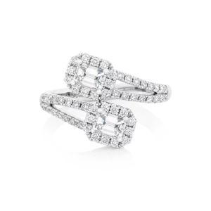 Anillo con diamantes EMWA Joyas. Diamantes corte esmeralda y corte brillante Ref: LR6690W