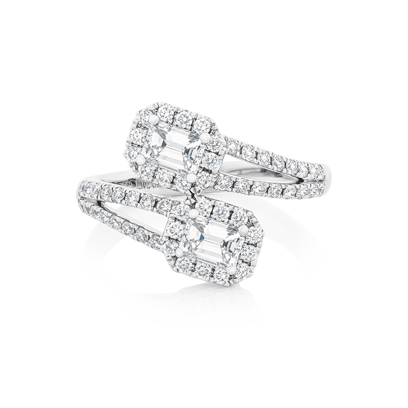 Anillo con diamantes EMWA Joyas. Diamantes corte esmeralda y corte brillante Ref: LR6690W