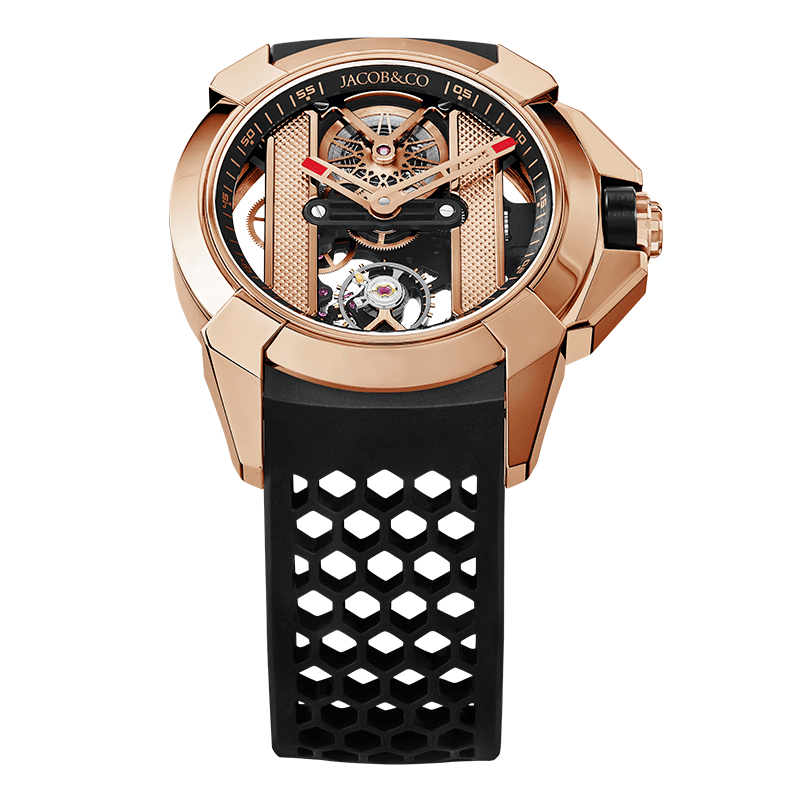 Reloj Jacob & Co Epic X Rose Gold. Manual, 44 mm, Puentes Clous De Paris Oro Rosa-Pvd con contorno negro. Ref: EX120.43.AB.AB.ABRUA