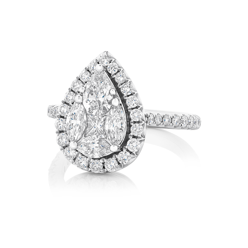 Anillo con diamantes EMWA Joyas. Diamantes corte brillante, princess, marquise y pera. Ref: DRB4684R01MHW