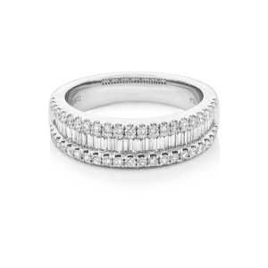 Anillo con diamantes EMWA Joyas. Diamante corte brillante y trapecio Ref: DRG3434R02WM