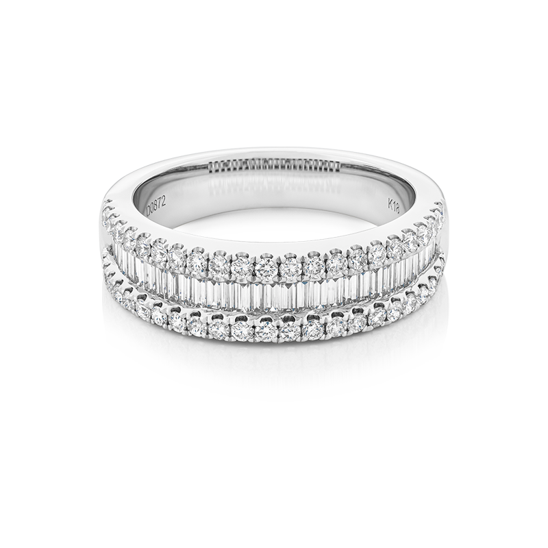 Anillo con diamantes EMWA Joyas. Diamante corte brillante y trapecio Ref: DRG3434R02WM