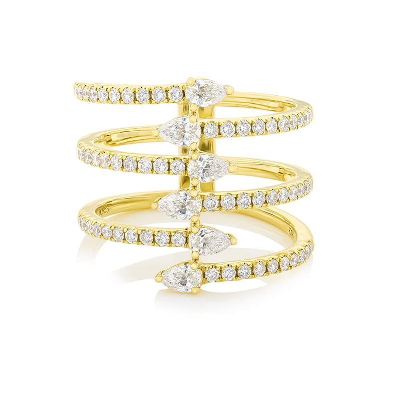 Anillo con diamantes EMWA Joyas. Diamantes corte pera y brillante. Ref: DRN8347R01MHY