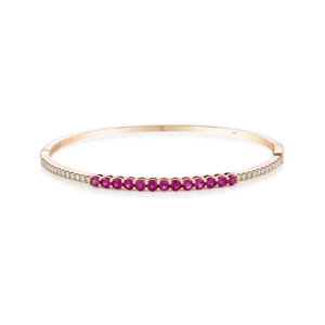 Brazalete con rubíes y diamantes EMWA Joyas. Diamantes corte brillante. Rubíes corte brillante. Ref: RBH0316R02WMR