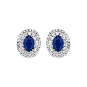 Aretes con zafiros y diamantes EMWA Joyas. Diamantes corte brillante. Zafiros corte oval. Ref: SEG3256U01MHW