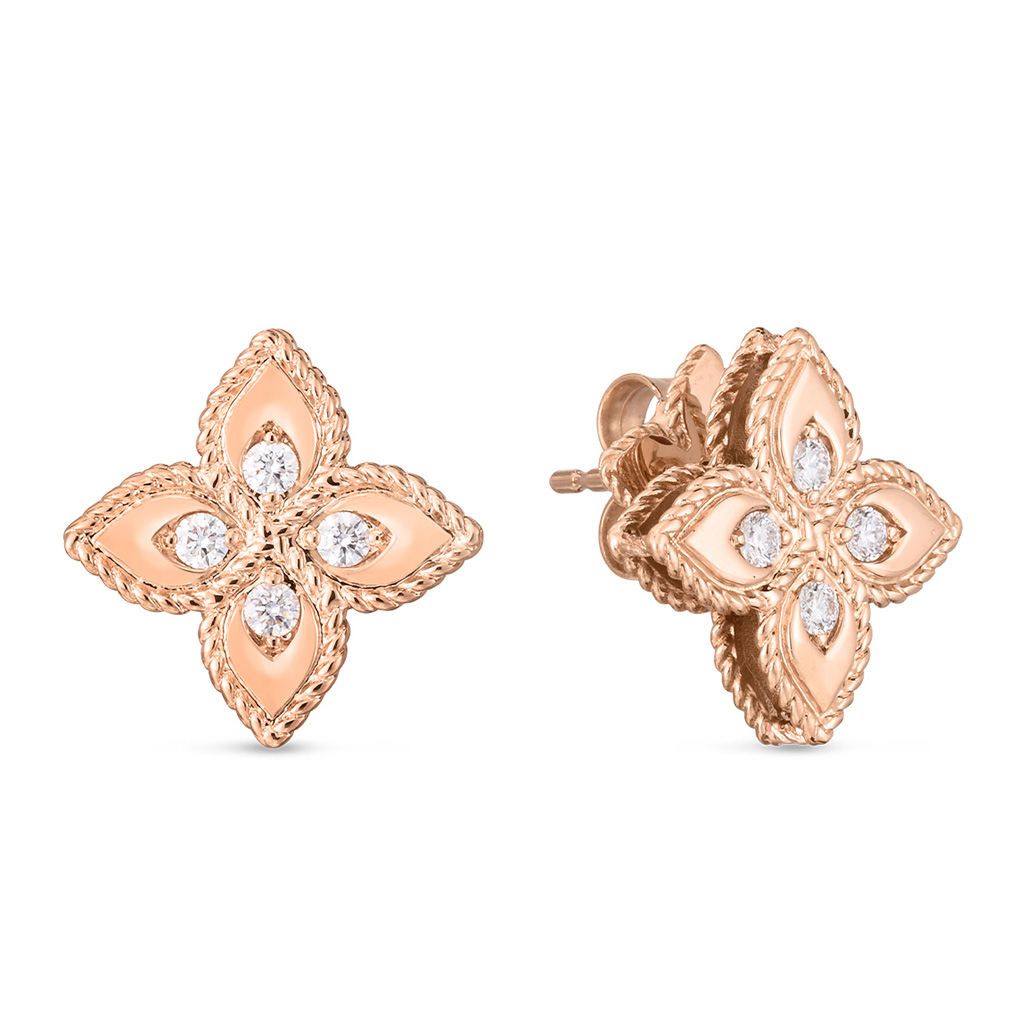 Aretes 18k Rose Gold Diamond Venetian Princess Earrings de Roberto Coin. Ref: 8882754AHERX