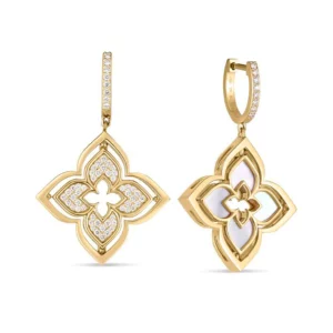 Pendientes 18K Yellow Gold Diamond Mother of Pearl Pirouette Earrings de Roberto Coin. Ref: 8883470AYERXP