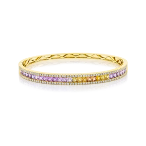 Brazalete con zafiros y diamantes EMWA Joyas. Diamante corte brillante. Zafiros corte princess Ref: XBM7614R02MHY