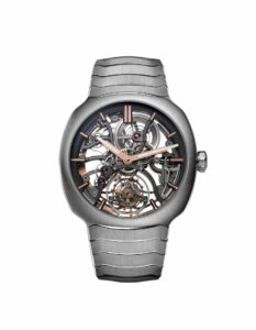 Reloj Streamliner Tourbillon Skeleton de H. Moser & Cie en EMWA. Caja de Acero de 40 mm, Movimiento Automático. Ref: 6814-1200