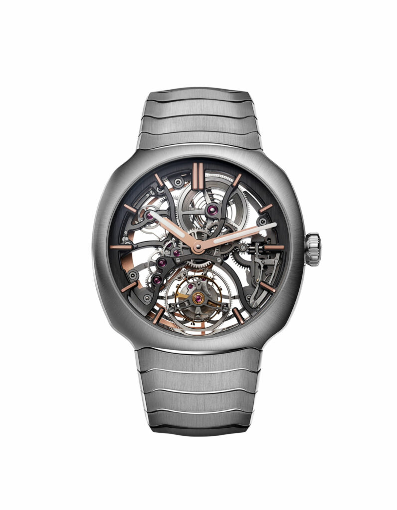 Reloj Streamliner Tourbillon Skeleton de H. Moser & Cie en EMWA. Caja de Acero de 40 mm, Movimiento Automático. Ref: 6814-1200