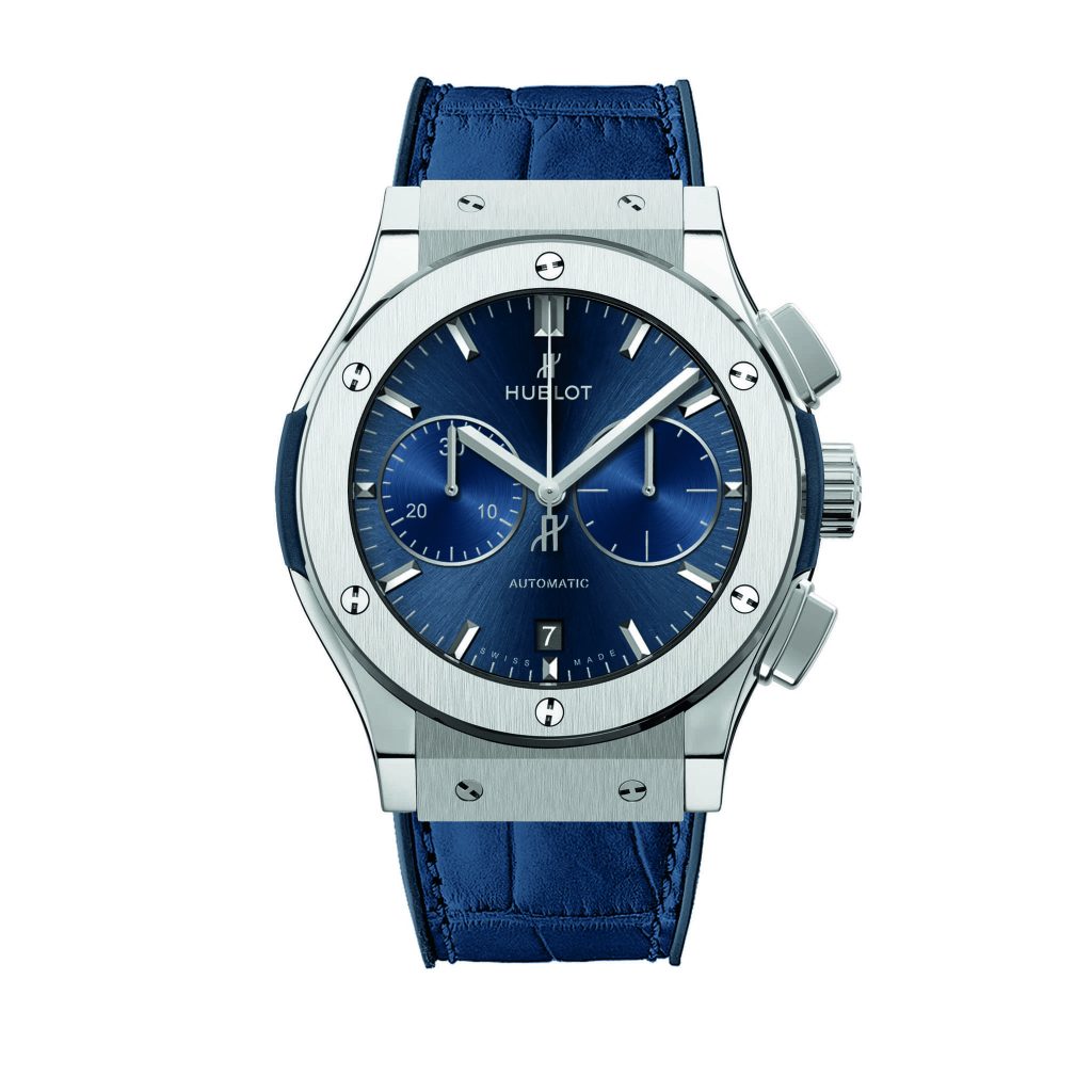 classic-fusion-blue-chronograph-titanium-front-view